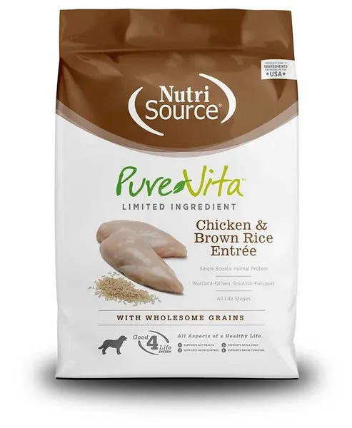15 Lb Nutrisource Purevita  Chicken & Brown Rice Dog Food - Treats